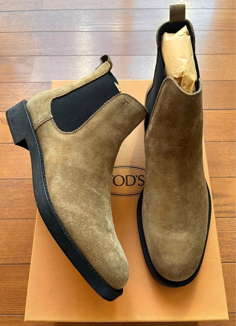 新品 未使用 TOD'S スエード ショートブーツEU38 キャメル 25cm
