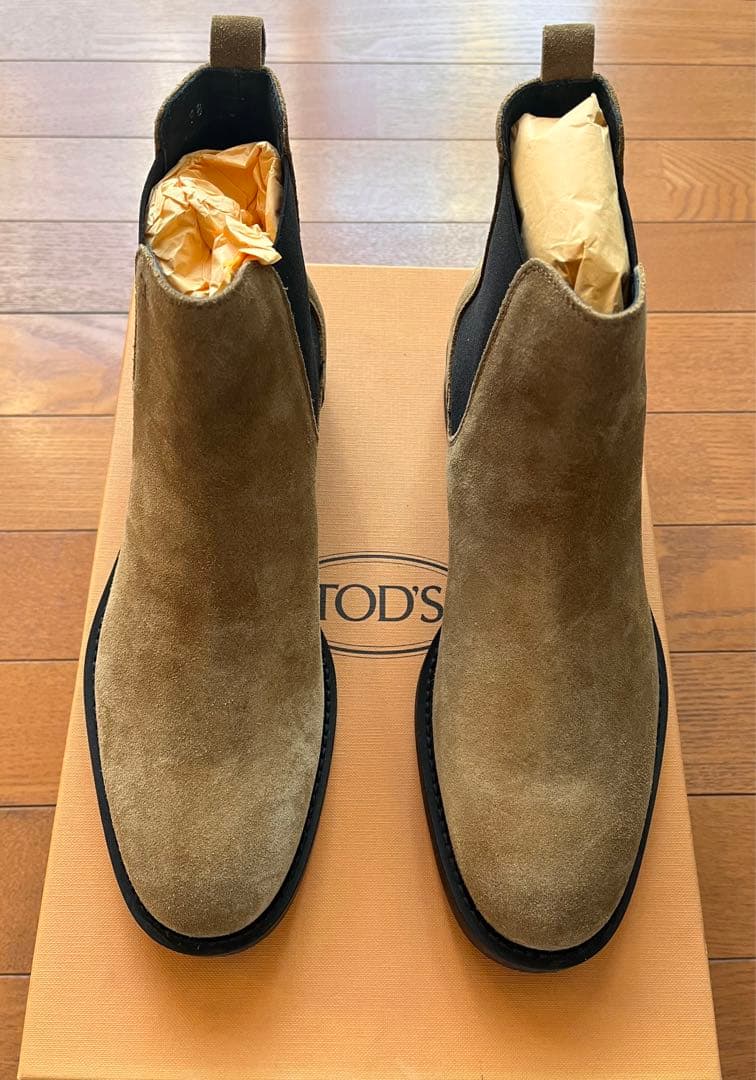 新品 未使用 TOD'S スエード ショートブーツEU38 キャメル 25cm