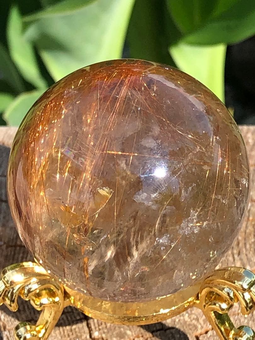 ❤️金運アップ レア　透明感良く　43.5mm レッドルチルクォーツ 丸玉