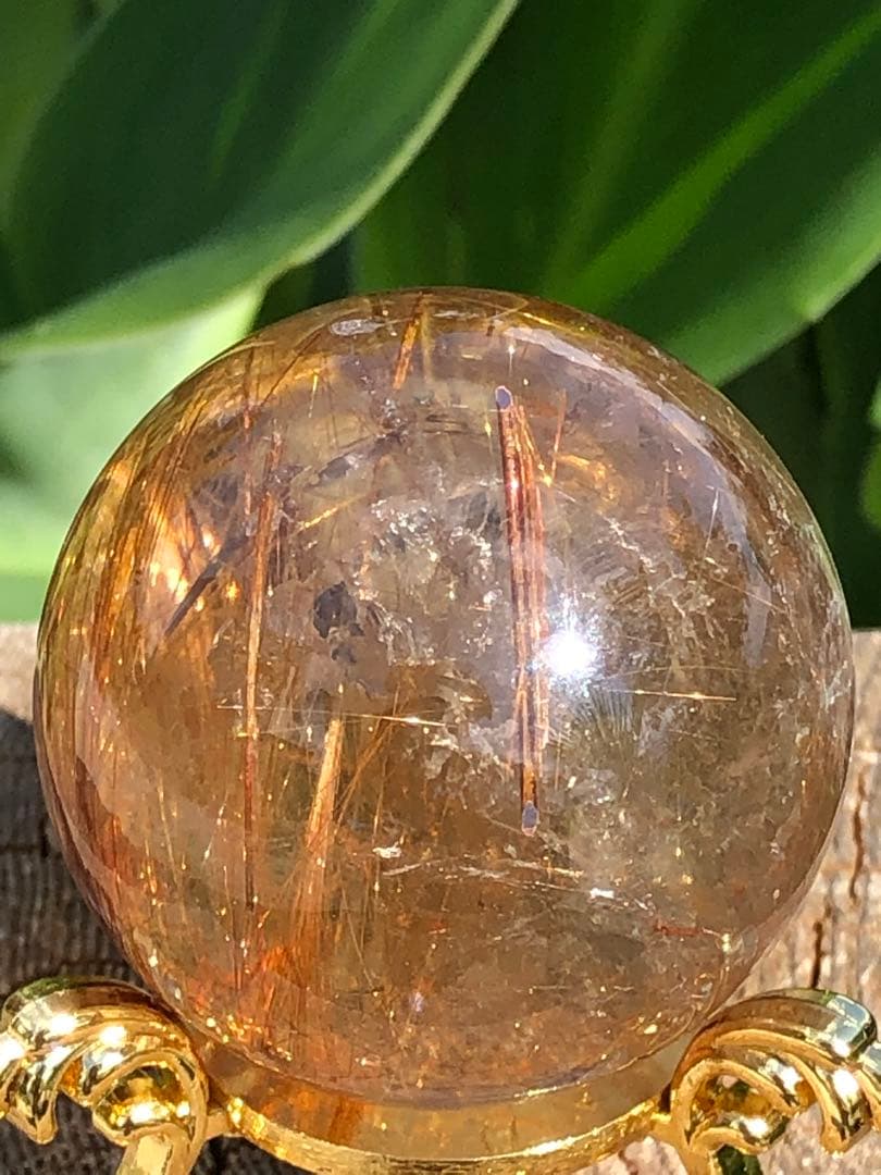 ❤️金運アップ レア　透明感良く　43.5mm レッドルチルクォーツ 丸玉