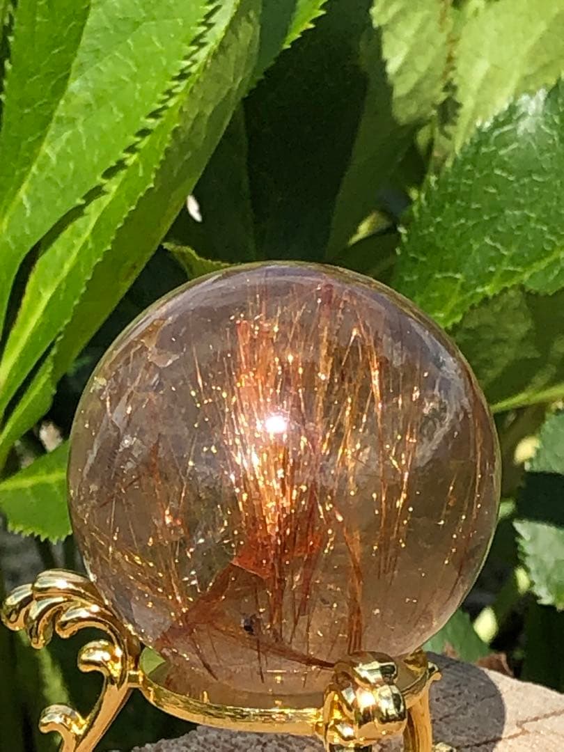 ❤️金運アップ レア　透明感良く　43.5mm レッドルチルクォーツ 丸玉