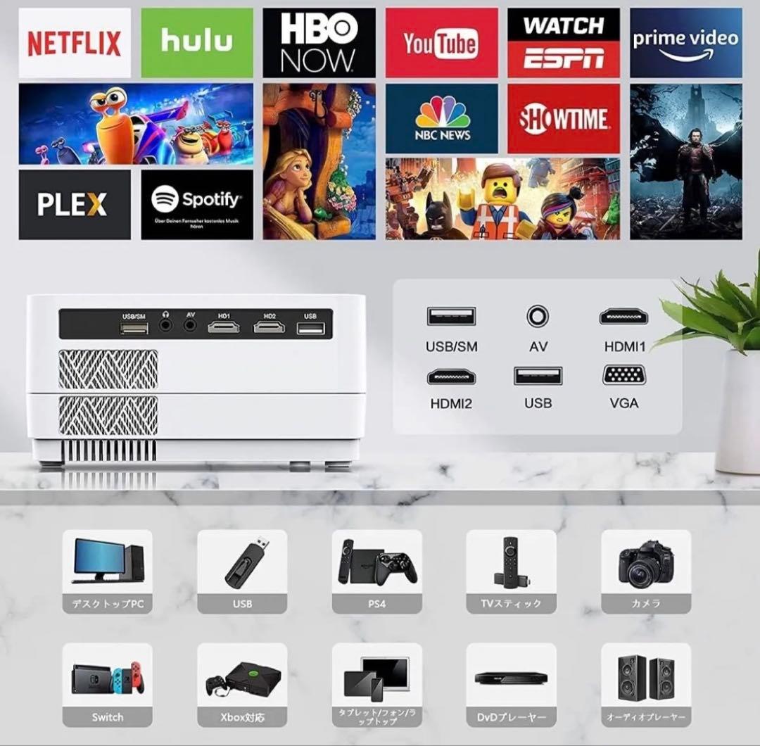 進級版【1080Pプロジェクター 20000LM】高輝度4k対応 プロジェクタ