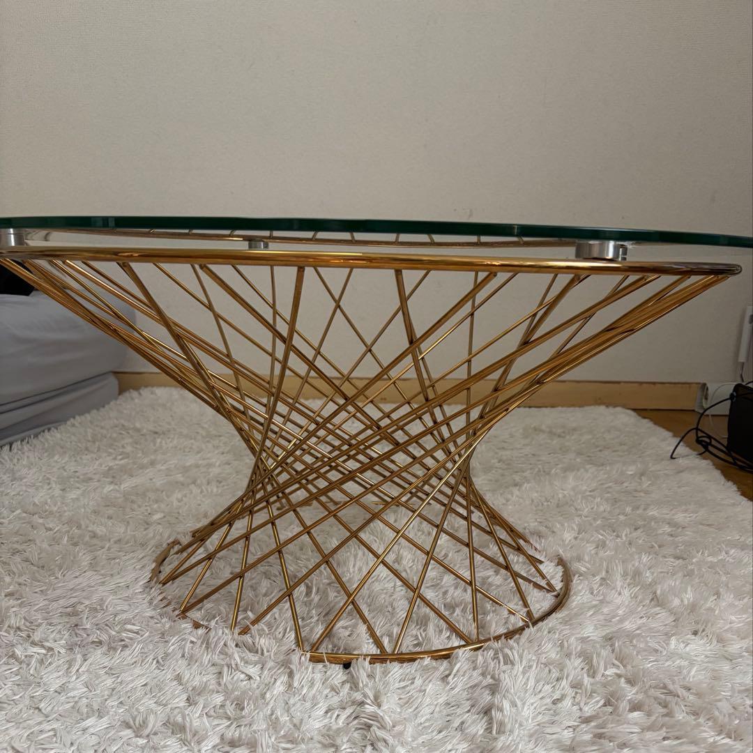 早い者勝ち！フランフラン ガラステーブル コーヒーテーブル クリア×ゴールド