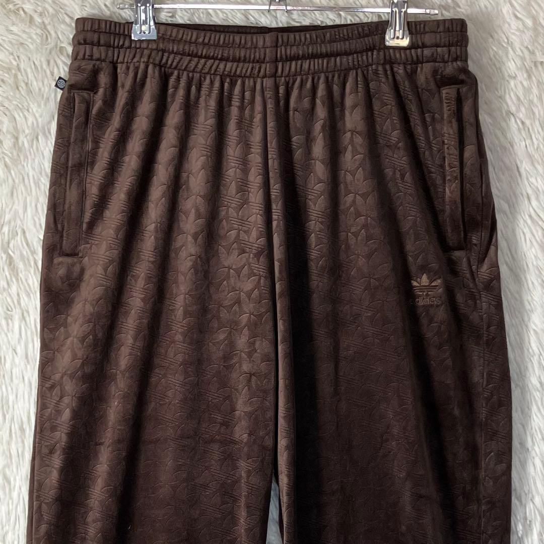 美品 adidas アディダス ベロア トラックパンツ 総柄 モノグラム XL