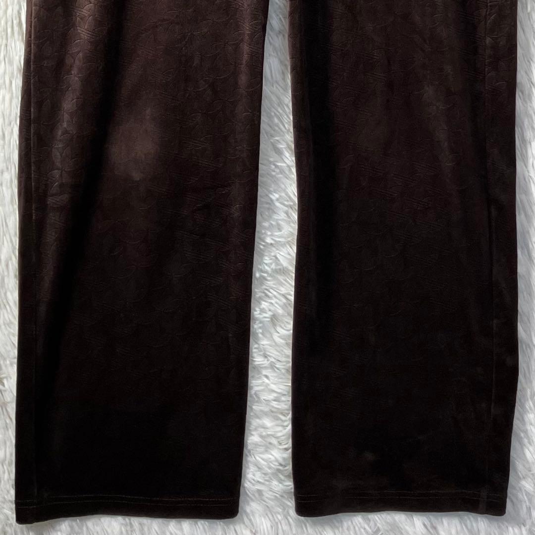 美品 adidas アディダス ベロア トラックパンツ 総柄 モノグラム XL