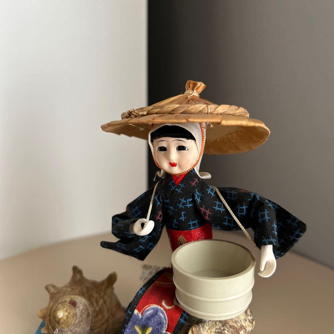 海女 こけし 人形 置物 伊豆大島 貝 貝殻 レトロ 昭和 アンティーク 希少