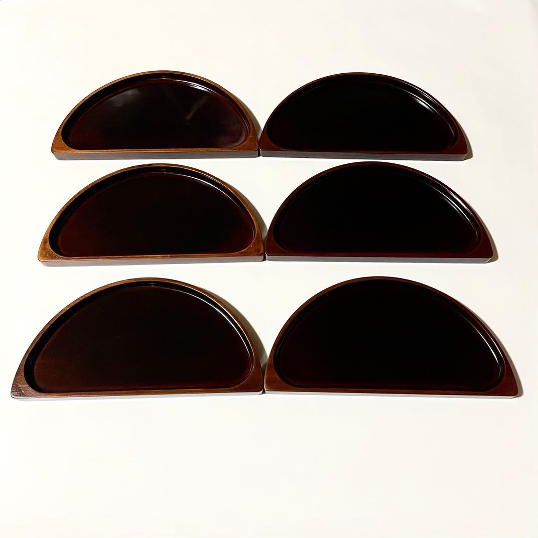 しこく彫　香川の漆器　天然木　うるし塗装　トレイ　八寸皿　６枚セット