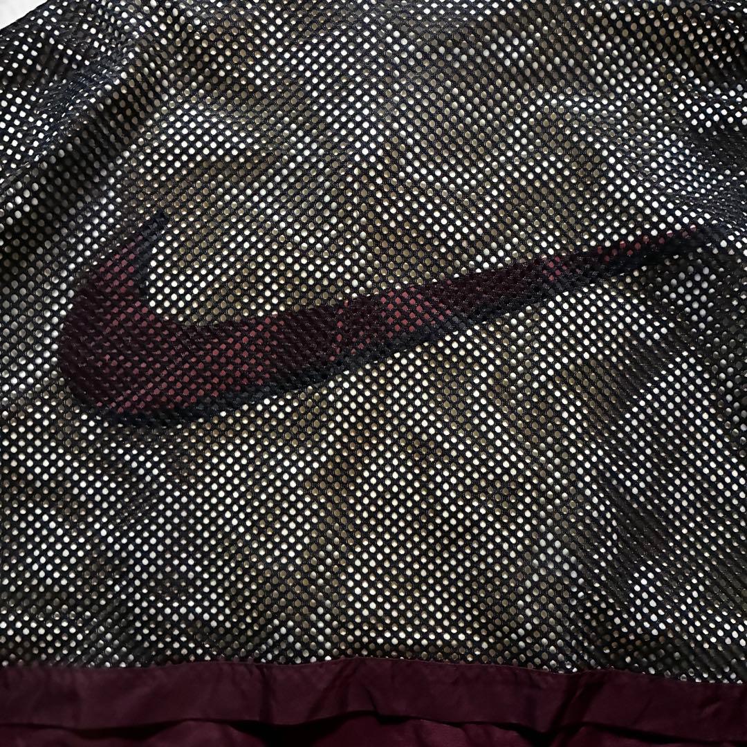 90s NIKEナイロンジャケットハーフジップ刺繍ロゴメッシュバックロゴドローコ