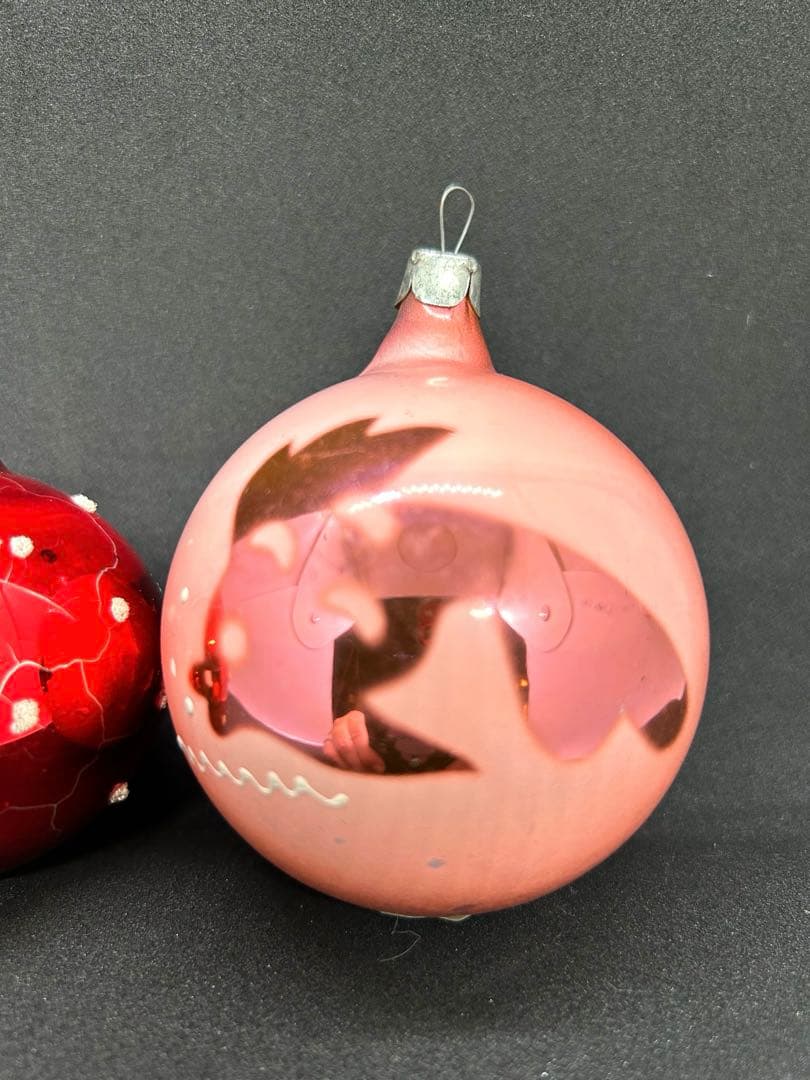 ヴィンテージ　チェコガラスオーナメント　金魚　水玉　クリスマスオーナメント　レア