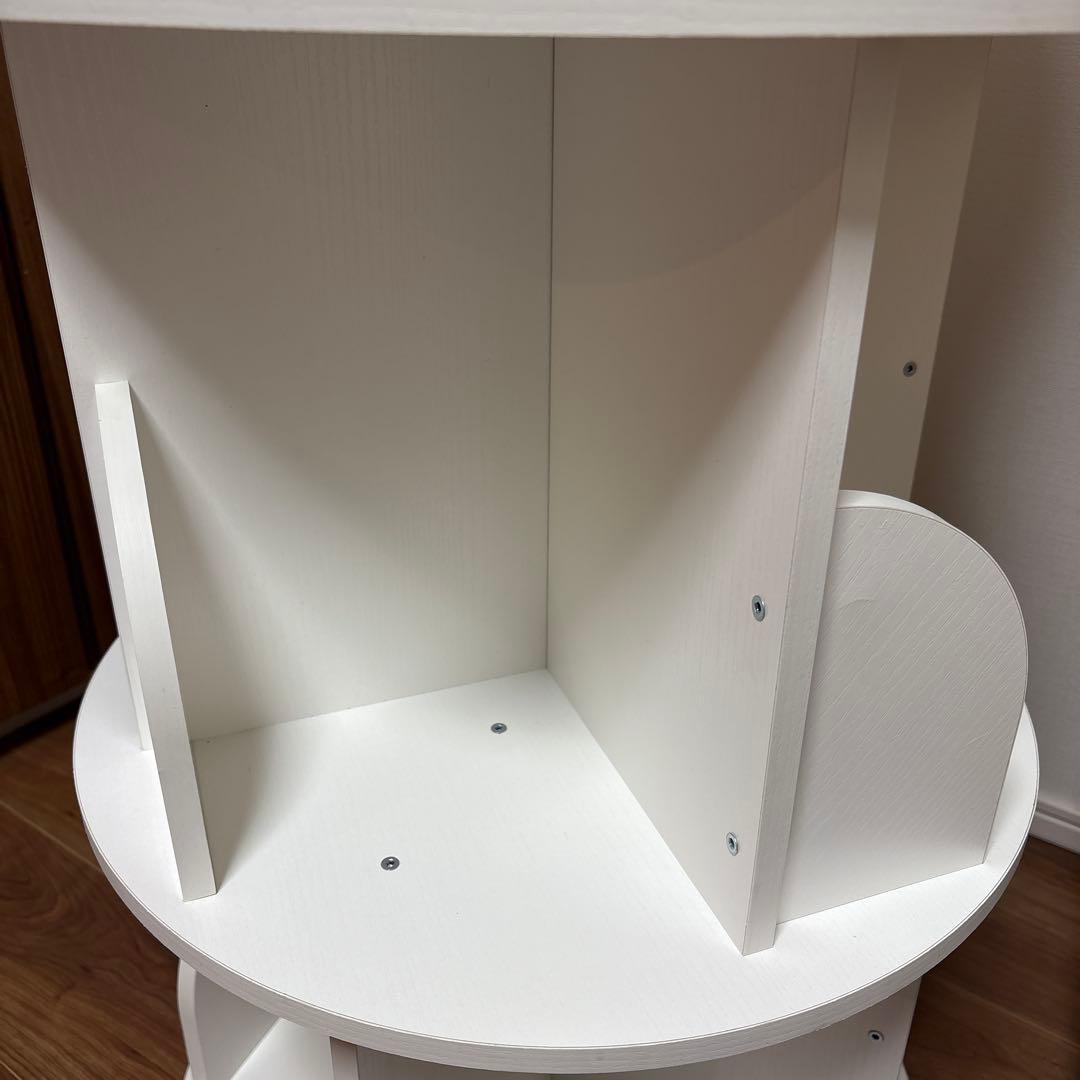 【組立済】本棚 回る本棚 回転本棚 3段 ホワイト ruihong