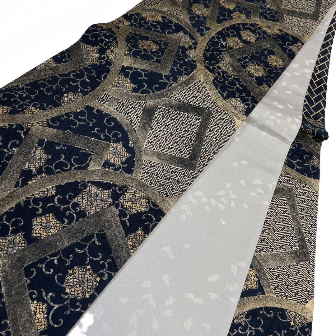 袋帯　一期一会　紗綾形　菱模様　唐花模様　着物　083a p