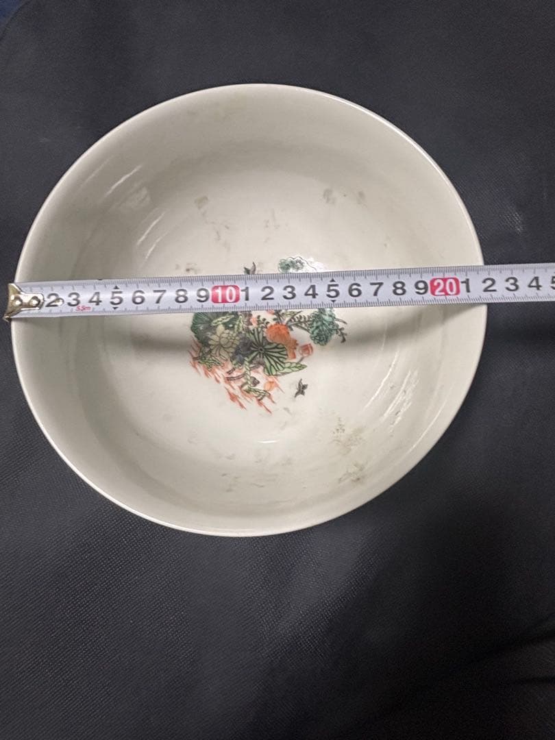 中国古美術品　五彩　花鳥文　大碗　大清康煕年製　22cm 鉢