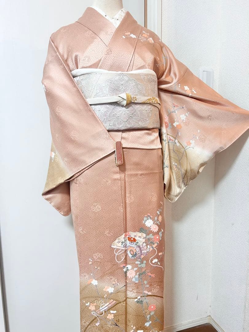 美品　裄丈長め　正絹訪問着　フルセット4点　卒業式　入学式　七五三　お宮参り