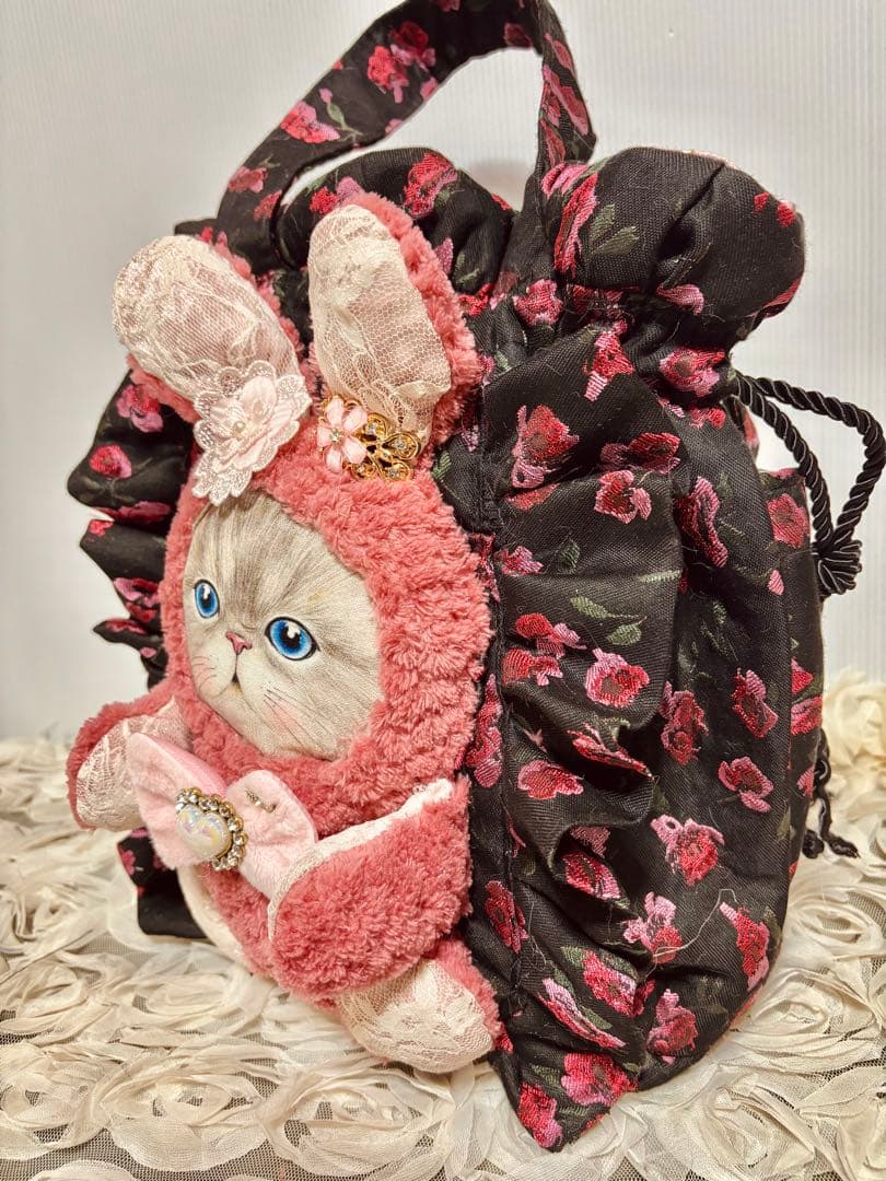 コヤンイサムチョン　モコモコフリルの大きめルミちゃん巾着バッグ