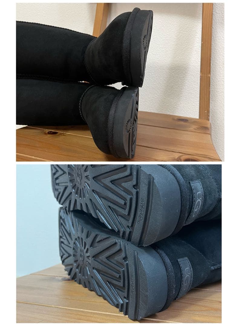 美品✨【UGG 】アグ　ムートンブーツ　ロング　クラシックトール2 黒　23㎝