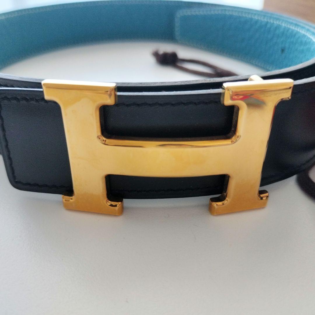 〜専用〜Hermès レザーベルト ブラック/ターコイズ　新品　未使用