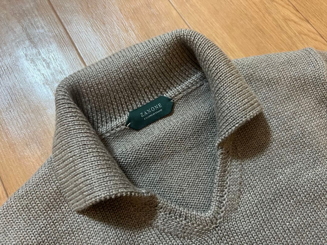 ザノーネ 44 ウールスキッパーニット 美品 ミドルゲージ グレージュ