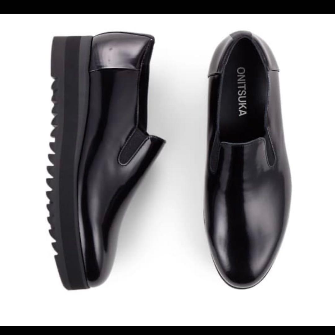 美品THE ONITSUKA SLIP ON 24.5 ブラック ローファー