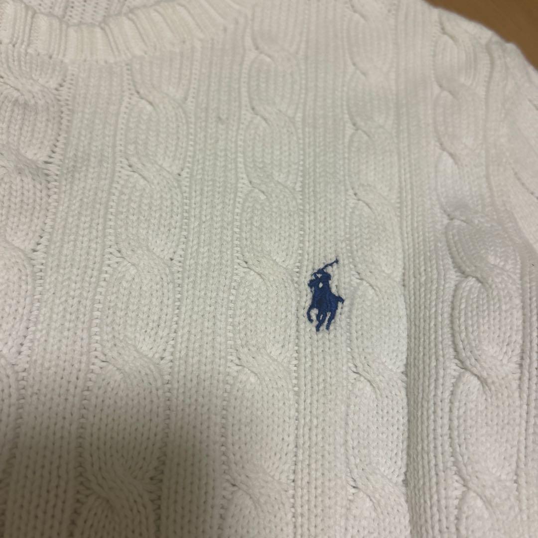 美品　Polo Ralph Lauren ホワイト　ケーブル編みセーター　M