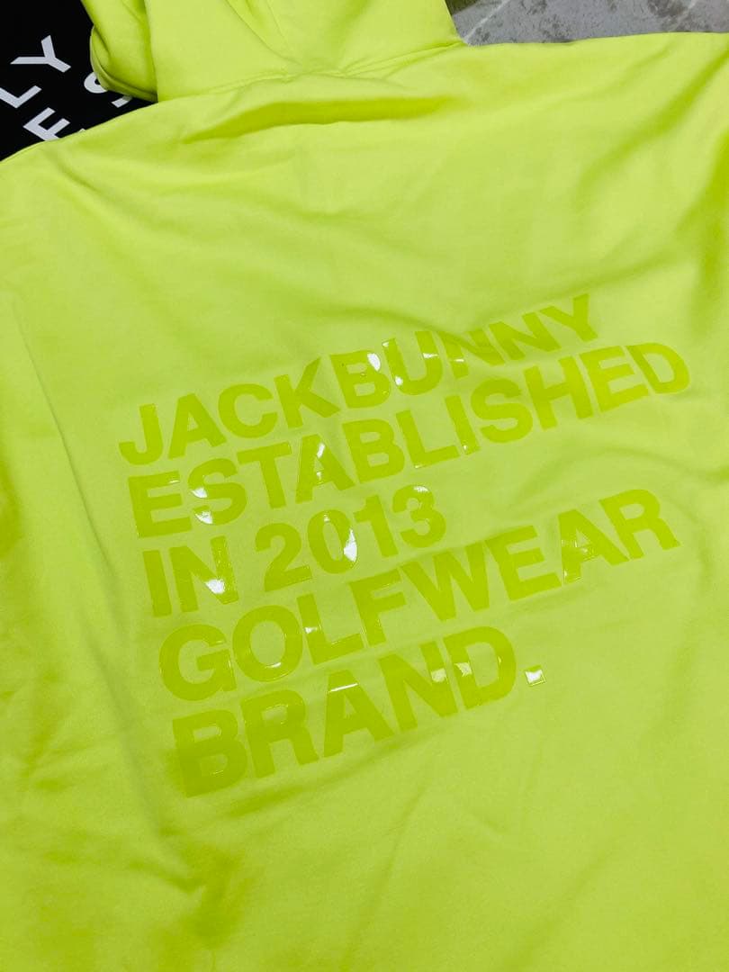 新品 パーリーゲイツ ジャックバニー ソフトタッチ 裏起毛パーカー(6)LL/黄