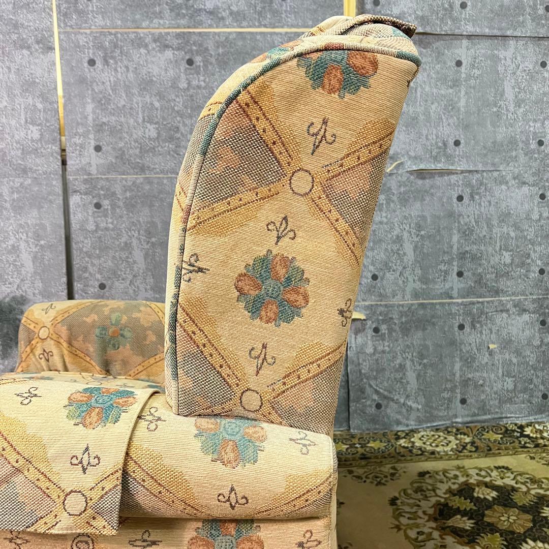 ꧁クラシック家具꧂1人掛けソファ アームソファ アンティーク 王宮 パッチワーク