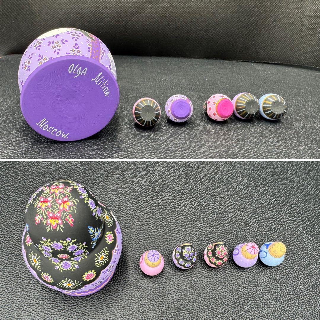 セール❗️ロシア　オリガ　ミッチィナ、マトリョーシカ。やや小さなタイプ。紫ボディ。