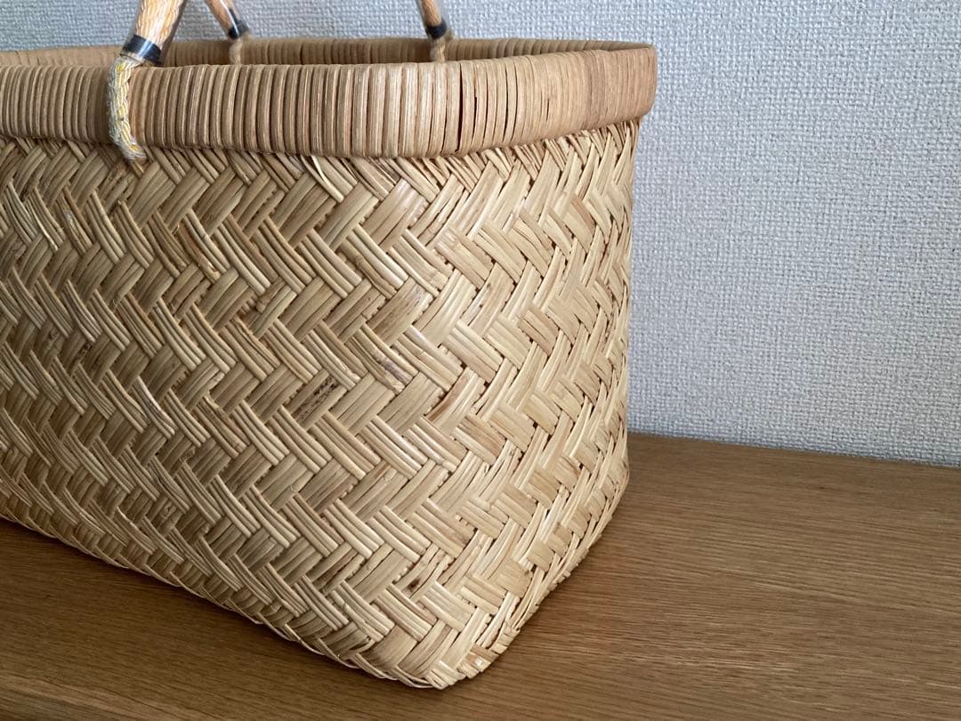 【くるもえ】松野屋　篠竹市場カゴ　中サイズ【日本製】