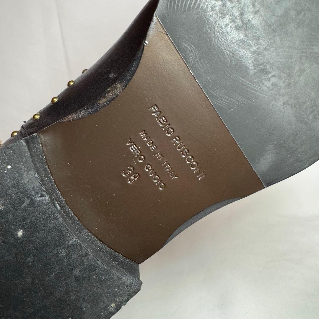 【極美品】ファビオルスコーニ　黒 レザー サイドゴア スタッズ付き 24.5