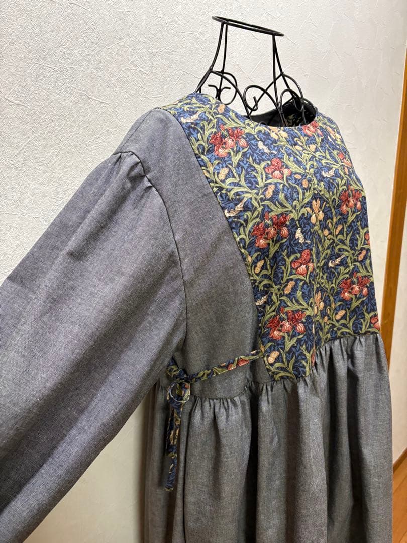 割烹着 おしゃれ ハンドメイド【ウィリアム モリス アイリス】