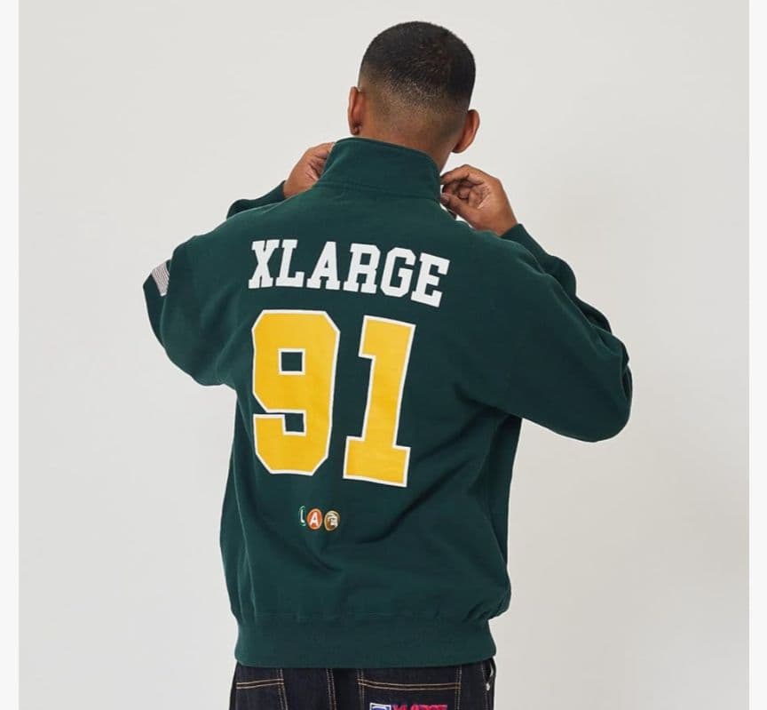 XLARGE ダークグリーン ハーフジップ XL