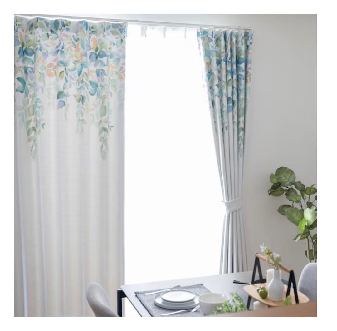 ニトリ 遮光2級・遮熱カーテン(リーフ柄カーテン 100×200×2)