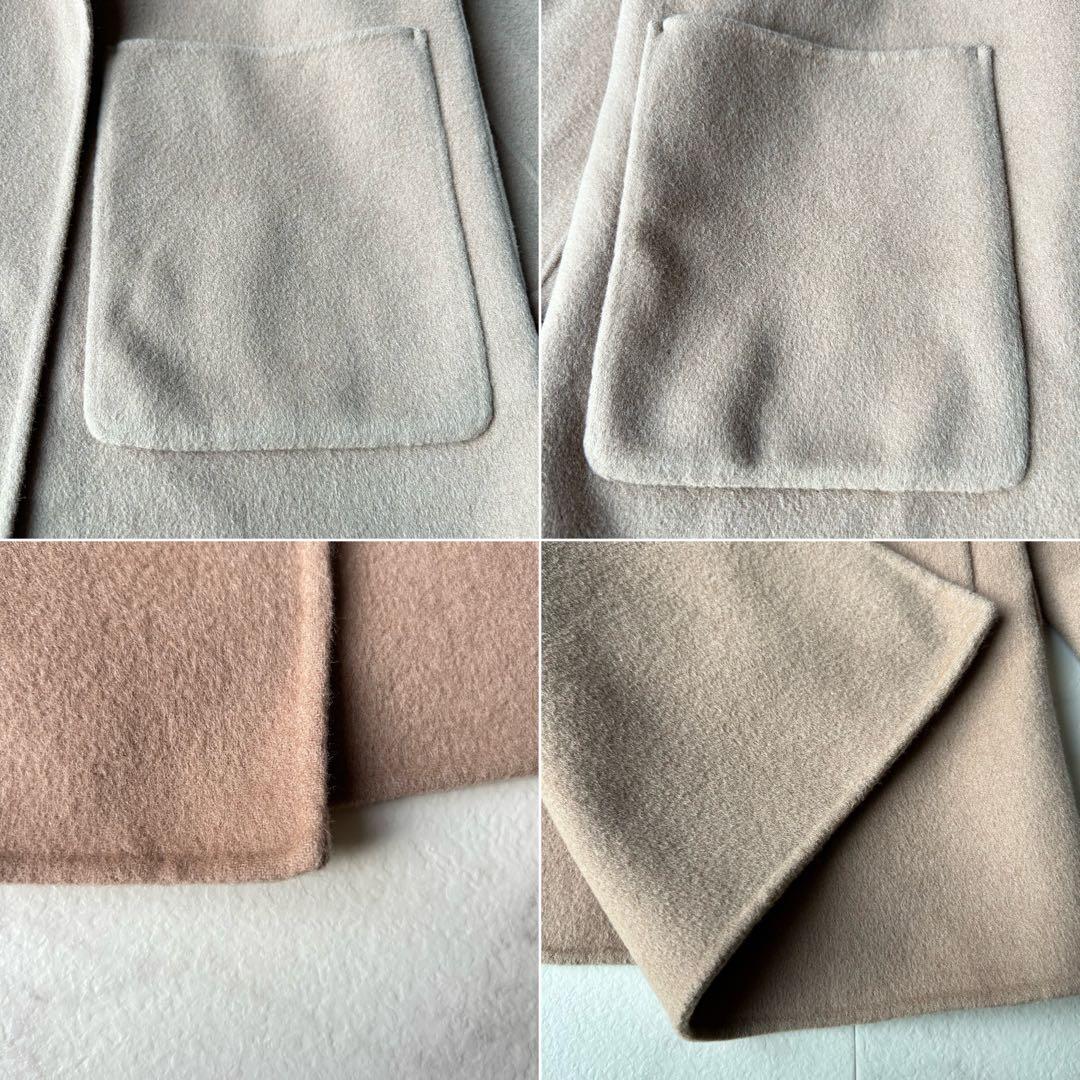 スピックアンドスパン ウールノーカラーミドル丈コート リバーコート キャメル M