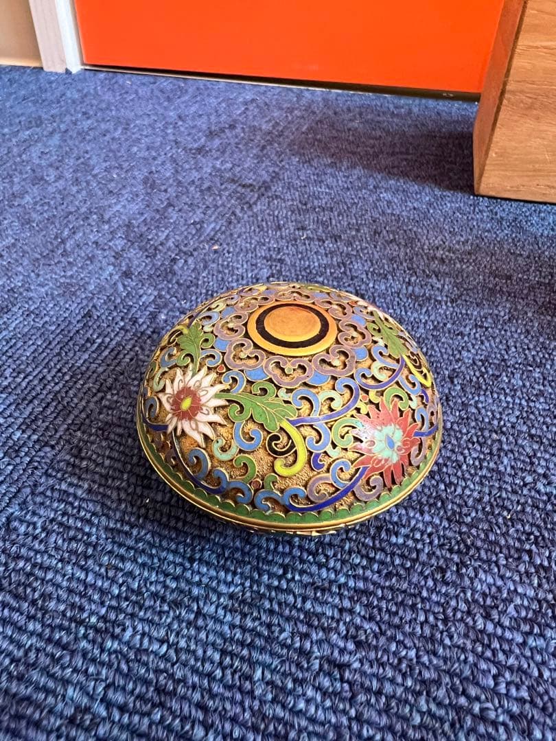 985  中国　景泰藍　七宝　琺瑯　香合1   花瓶1