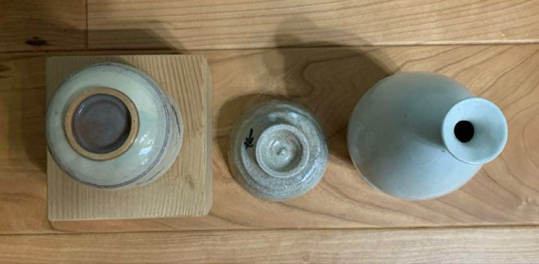 晩酌セット3点：①徳化窯白瓷胴継瓶/②池順鐸作ぐい呑/③池順鐸 作？ぐい呑