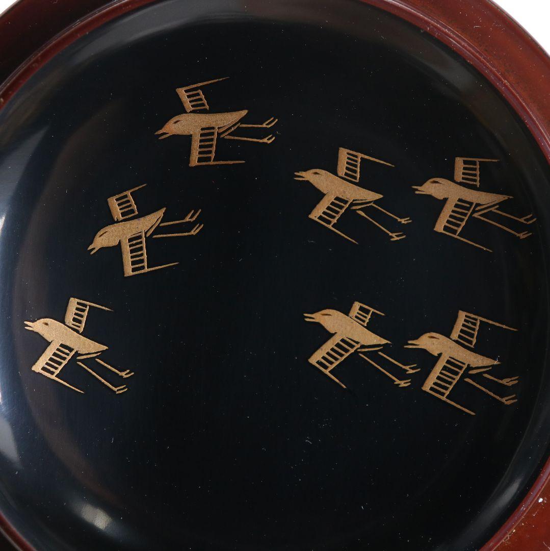 加賀蒔絵師 中村孝也作 波千鳥 寸切 薄茶器 溜塗 茶道具 共箱　V984