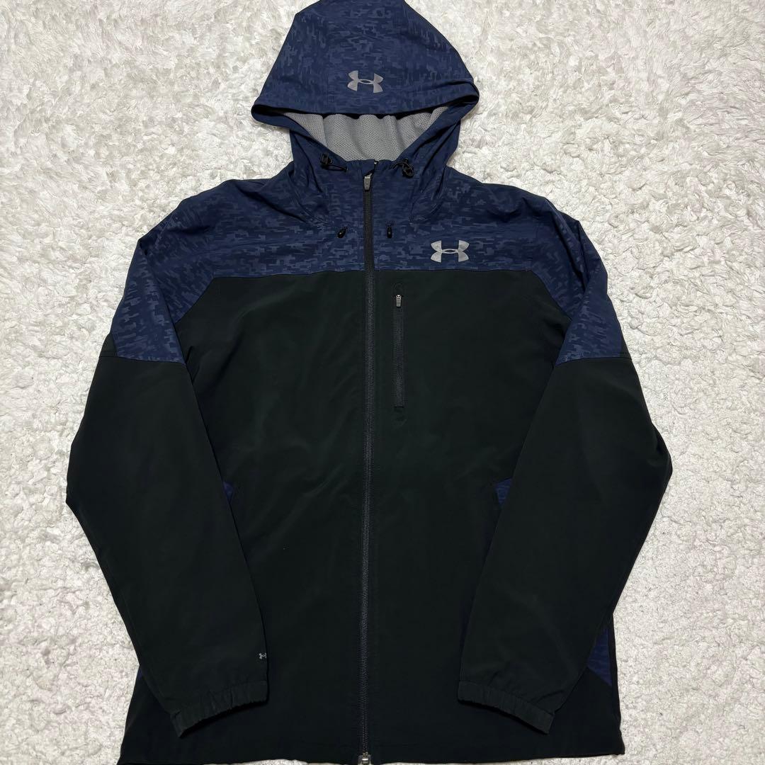 【美品】アンダーアーマー カモフラ セットアップ XLサイズ ブラック×ネイビー