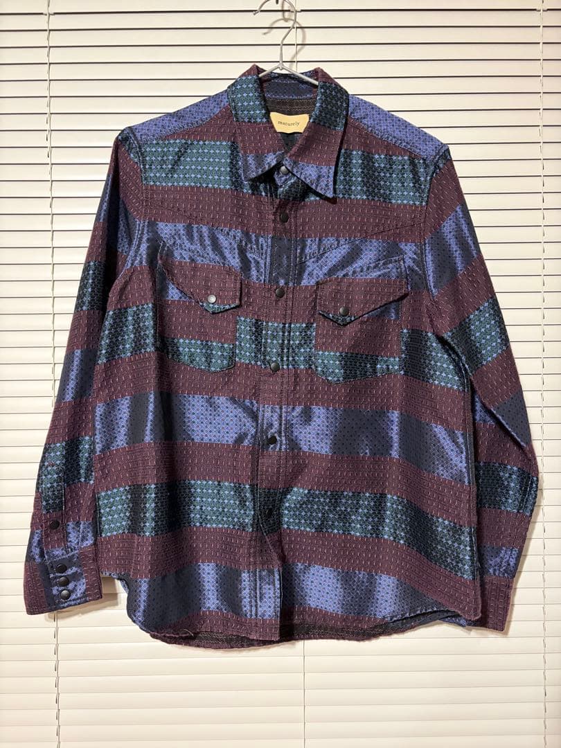 maturely / ストライプ長袖シャツ-フリルベスト