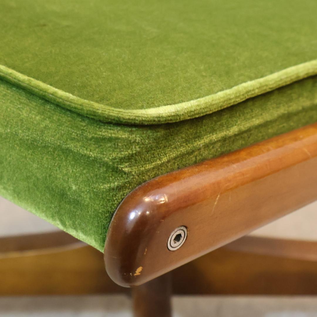 カリモク コロニアル デスクチェア モケットグリーン キャスター デスクチェア