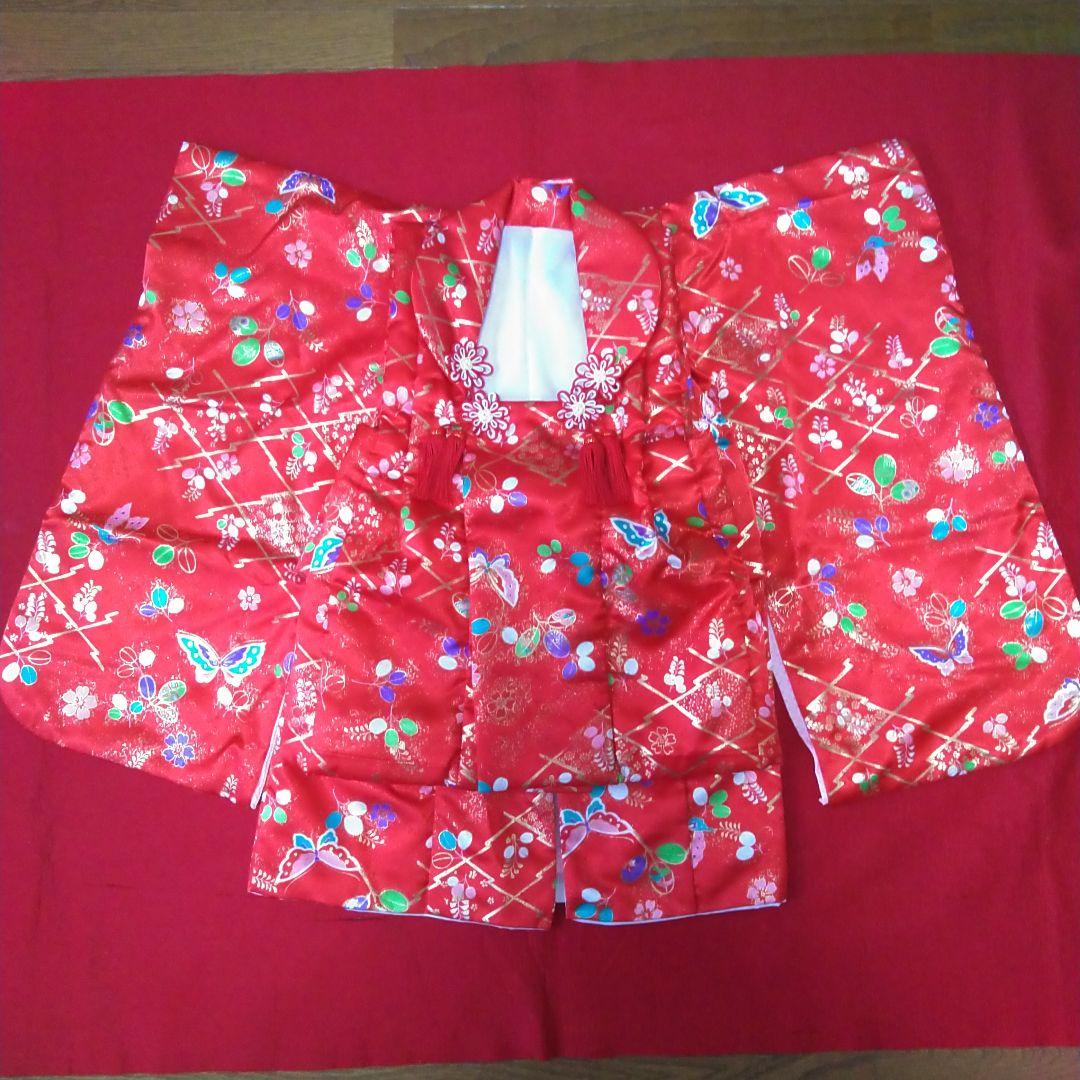 値下【美品】七五三　3歳　女の子　被布コート　着物セット　オレンジ（7点セット）