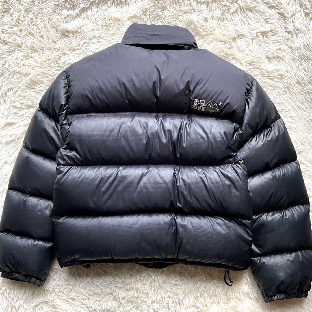 人気✨90's ファーストダウン　ダウンジャケット　M ヌプシ型　ブラック　刺繍