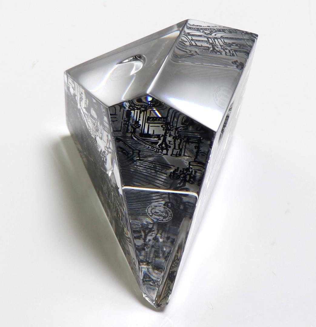 バカラ 珍品 大型9面体 ペーパーウェイト 宮殿でバレエする男女 月と太陽 置物