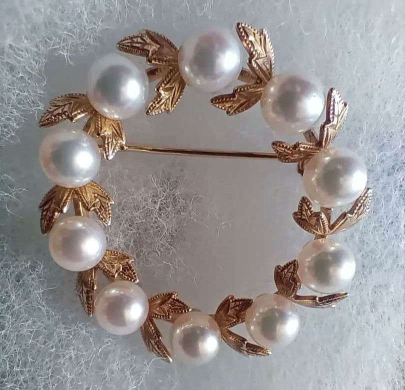 い*な様 ミキモト　K18　月桂樹　パール　ブローチ　真珠　金　卒園式　入学式