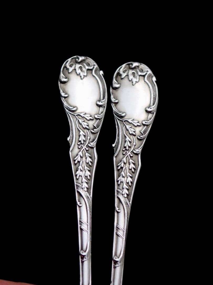 フランスアンティーク 純銀無垢製 アイスクリームスプーン12本とサーバーセット