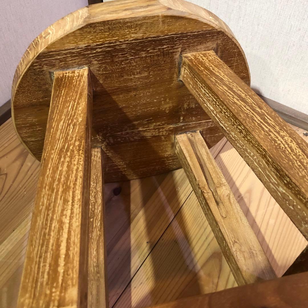 オールドチーク材のスツール 無垢材 円形 丸型 腰掛け 椅子 ラウンドスツール