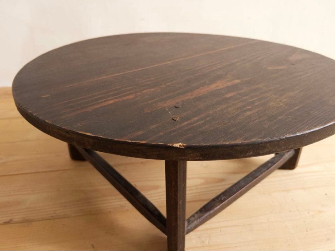 ちゃぶ台　円卓　飾り台　小さめ　直径約55㎝　木製　古道具　ビンテージ