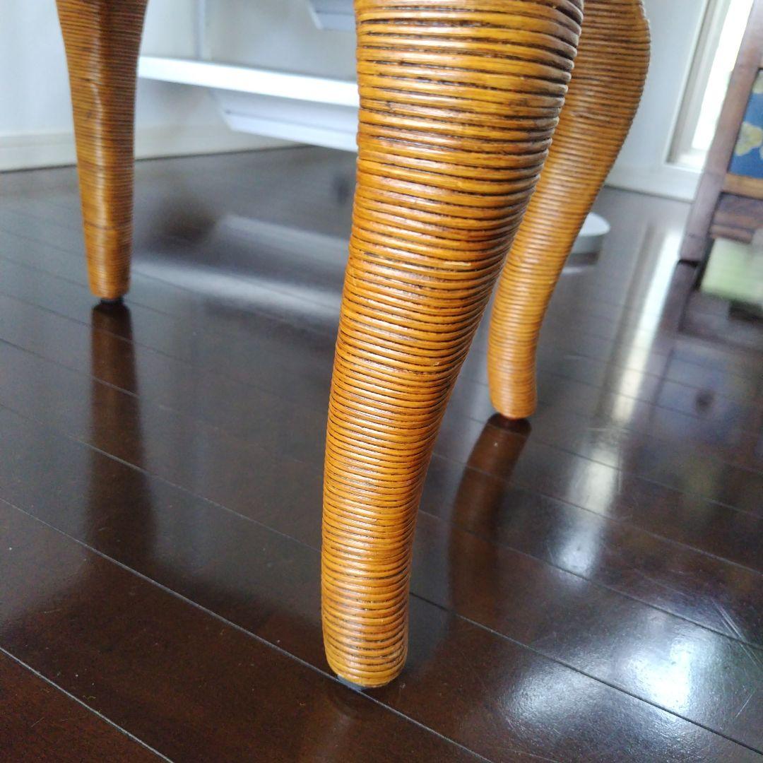 美品です!ラタン 籐 アンティーク 猫脚 ジャガード スツール オットマン 1脚