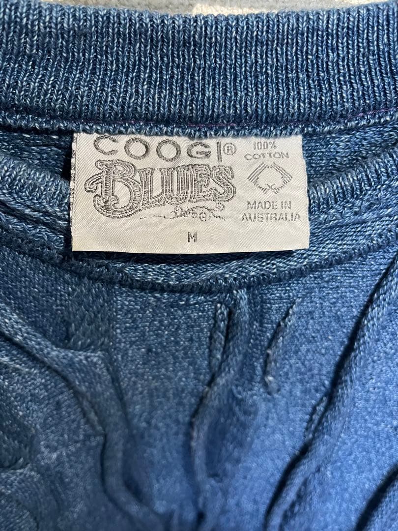 COOGI BLUES ダークブルー ケーブル編みセーター M