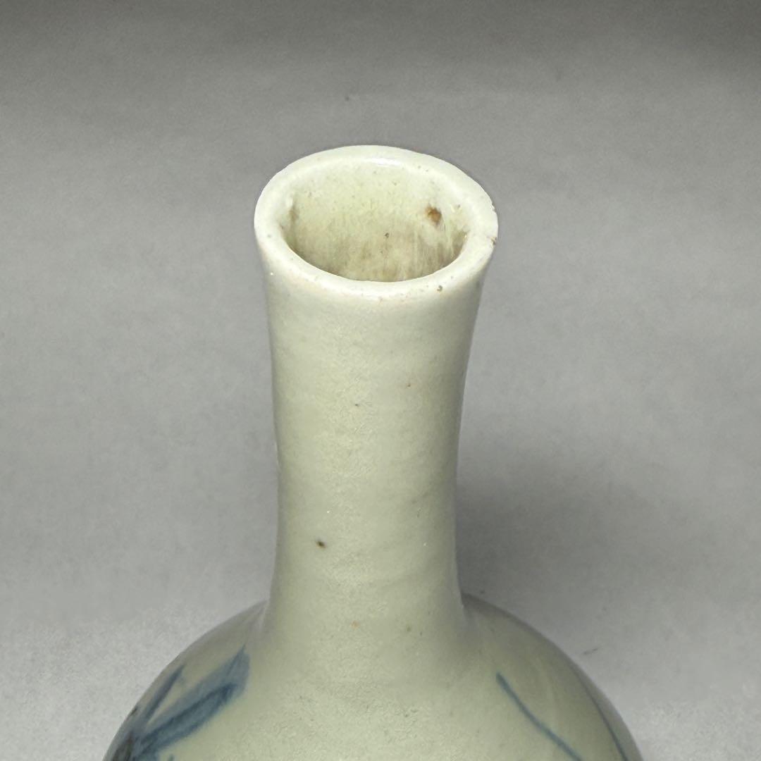 ◆古伊万里 染付草花文 御神酒徳利 一輪挿し 花瓶 江戸時代前期〜中期◆