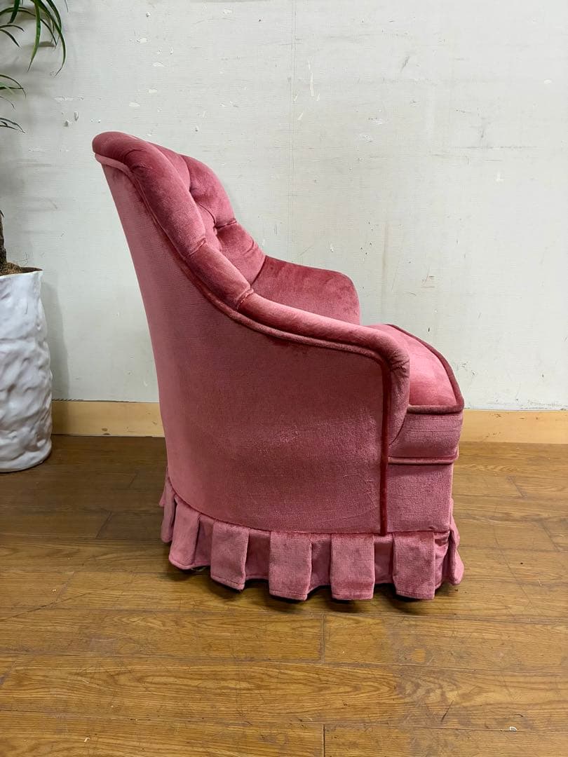 みるく☆管404☆イタリア製☆アンティーク☆ピンクファブリックソファー
