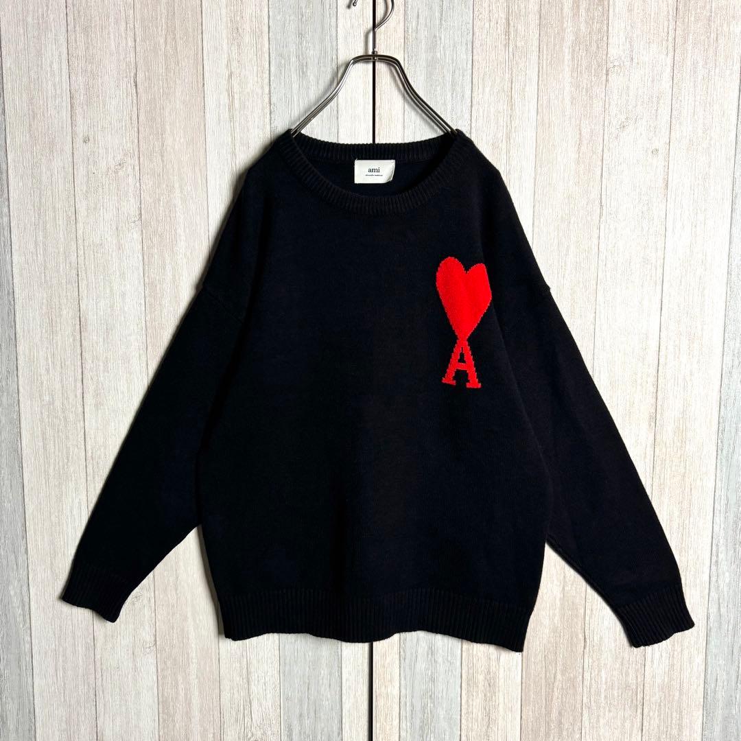 3623【大人気・美品】ポルトガル製 アミ ビッグハートロゴ ニットセーター